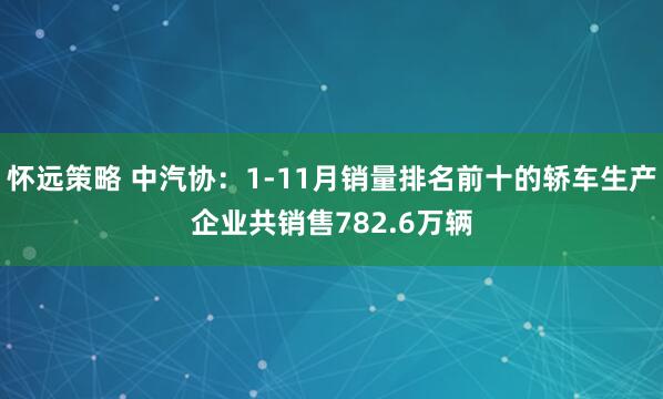 怀远策略 中汽协：1-11月销量排名前十的轿车生产企业共销售782.6万辆