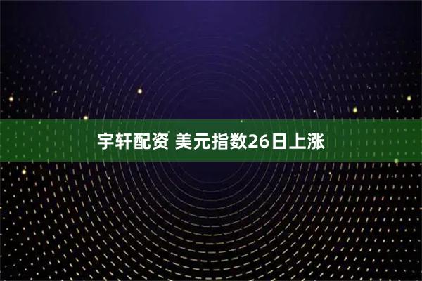 宇轩配资 美元指数26日上涨